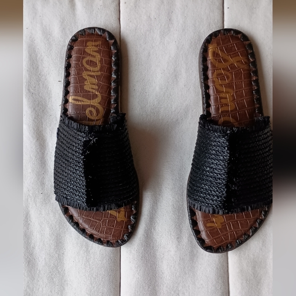 Sam Edelman Black Woven Slide Sandals_6.5